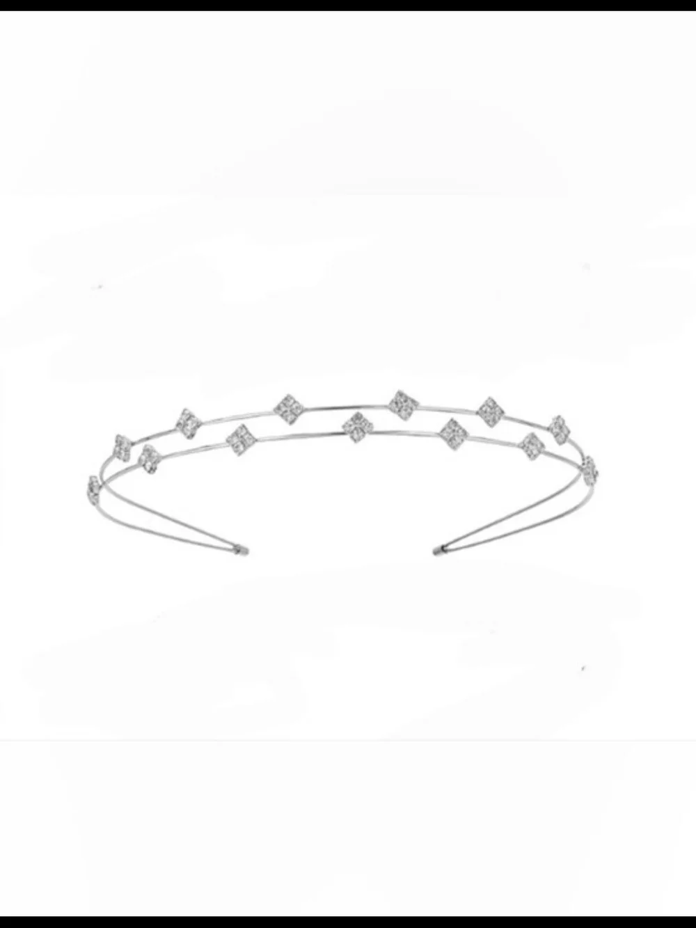 Silver Metal Thin Double Row Headband With Crystal Embellishments BNIB